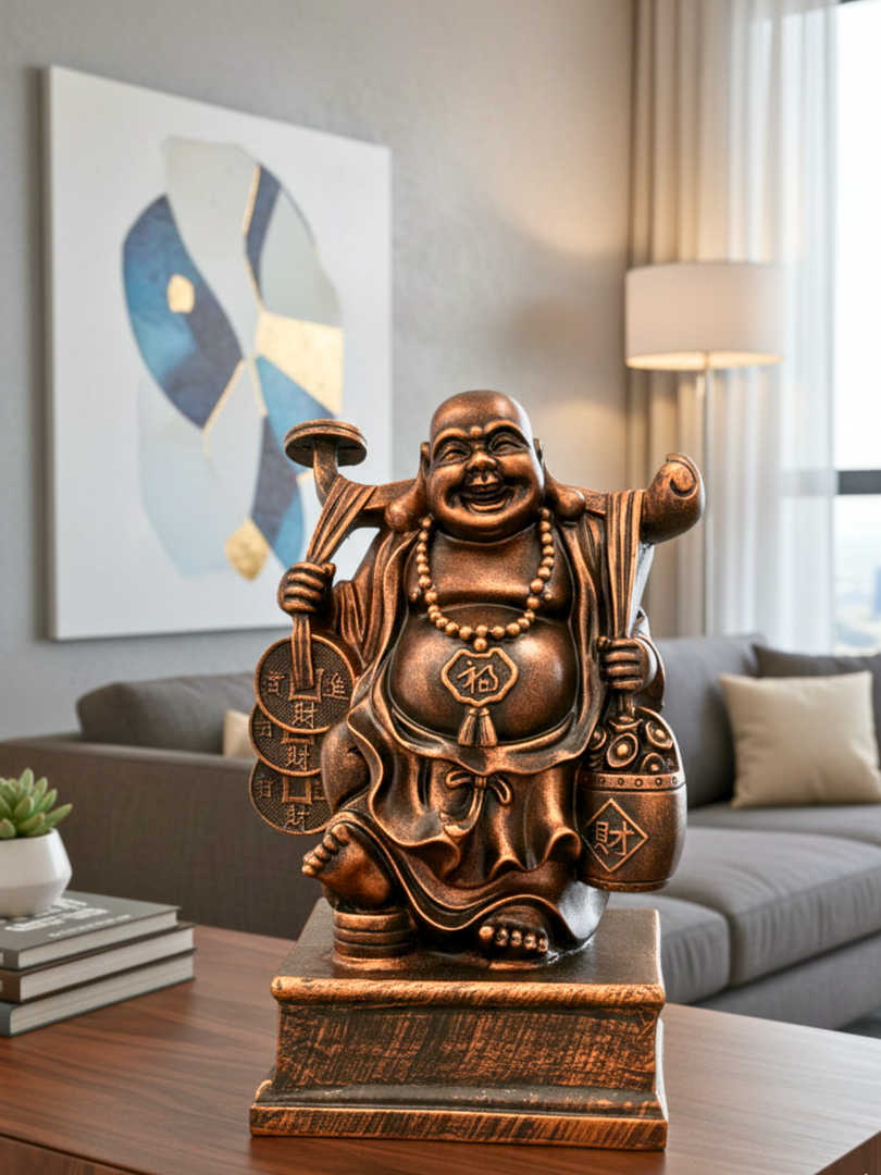 Standing Laughing Buddha - Premium Polyresin Idol