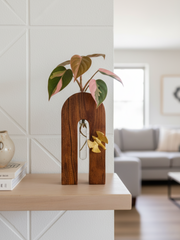 U Shape Planter - Premium Rosewood & Borosilicate Glass Tube