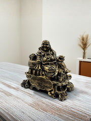 Sitting Laughing Buddha - Premium Golden Idol