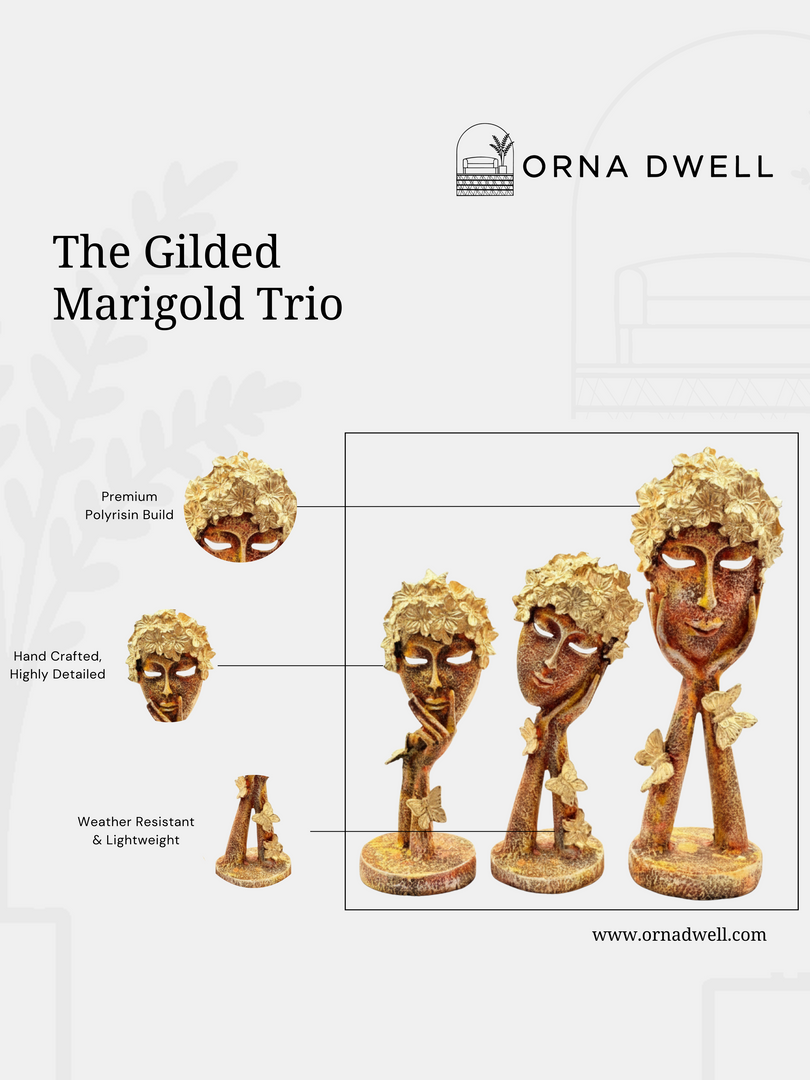 The Gilded Marigold Trio - Premium Polyresin Figurines