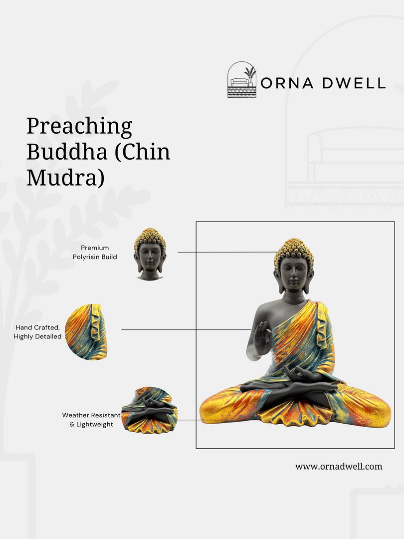 Preaching Buddha Chin Mudra  - Premium Polyresin Idol