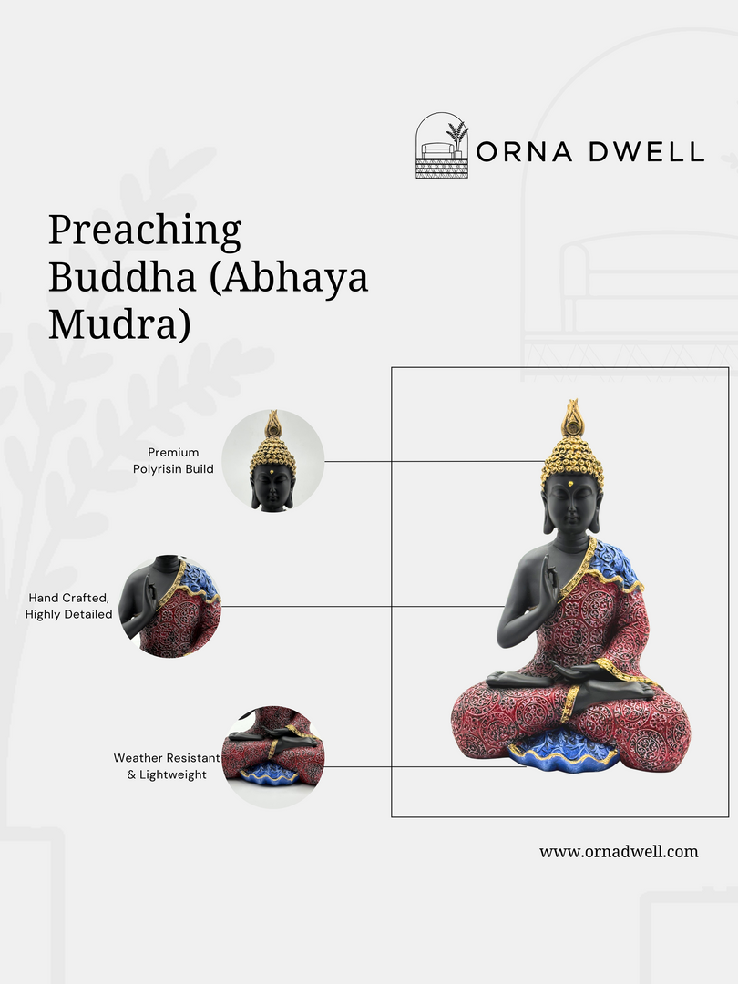 Preaching Buddha Abhay Mudra - Premium Polyresin Idol