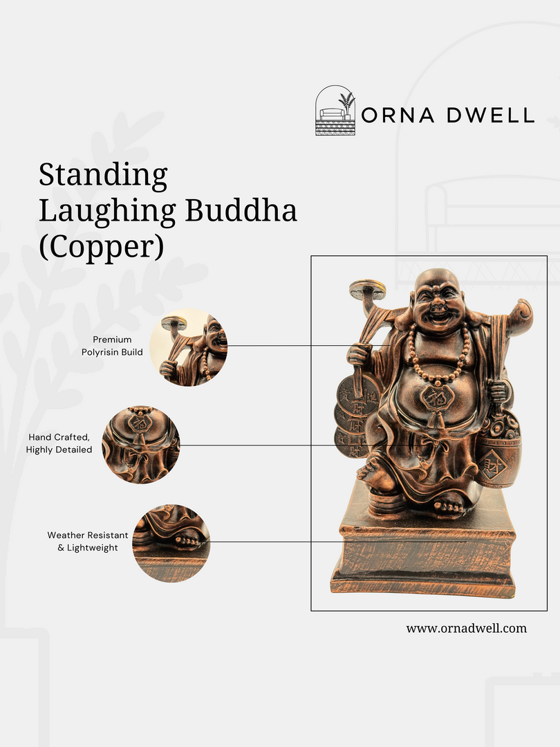 Standing Laughing Buddha - Premium Polyresin Idol