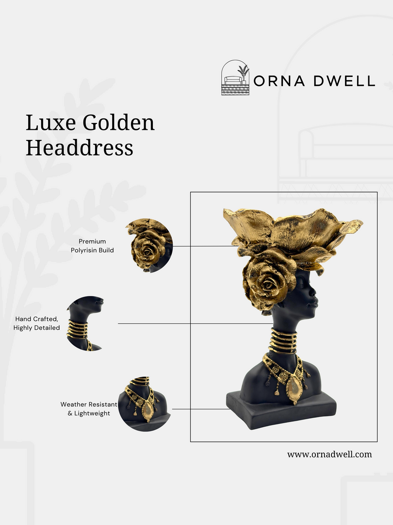 Luxe Golden Headdress - Premium Handcrafted Showpiece