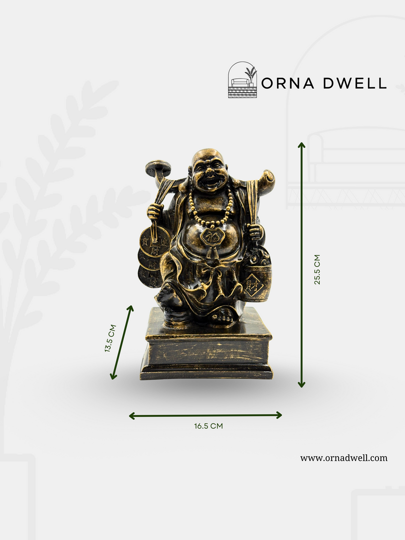 Standing Laughing Buddha - Premium Golden Idol