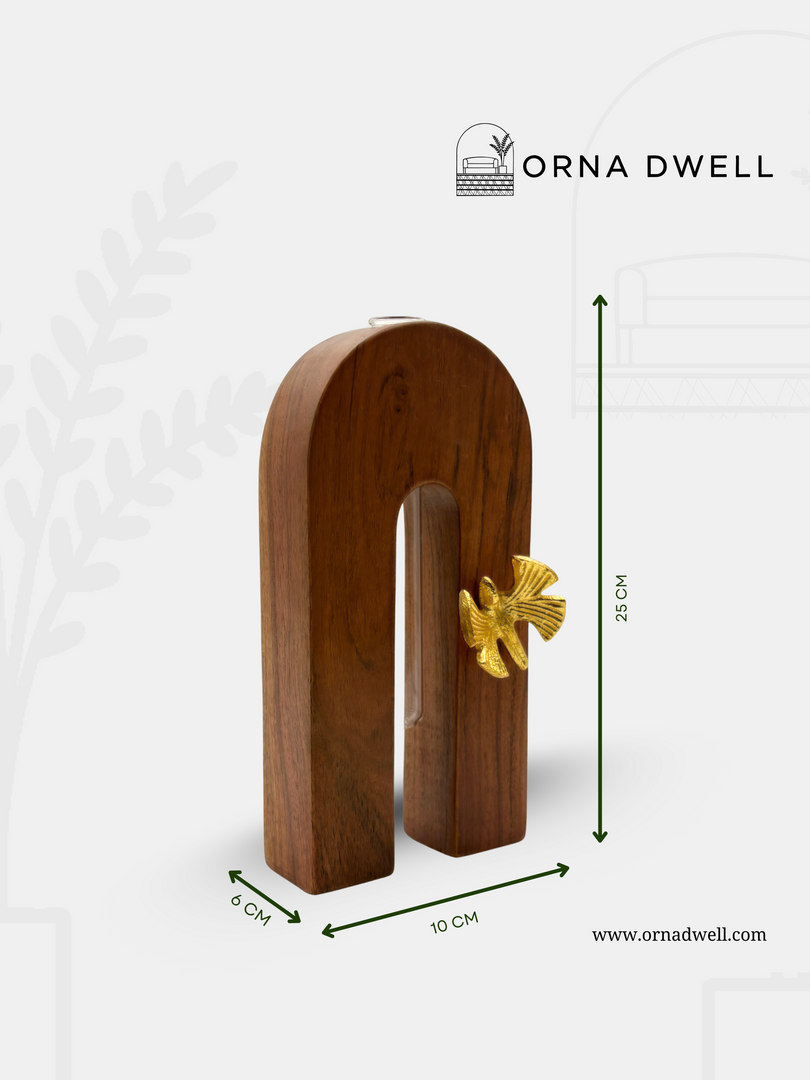 U Shape Planter - Premium Rosewood & Borosilicate Glass Tube