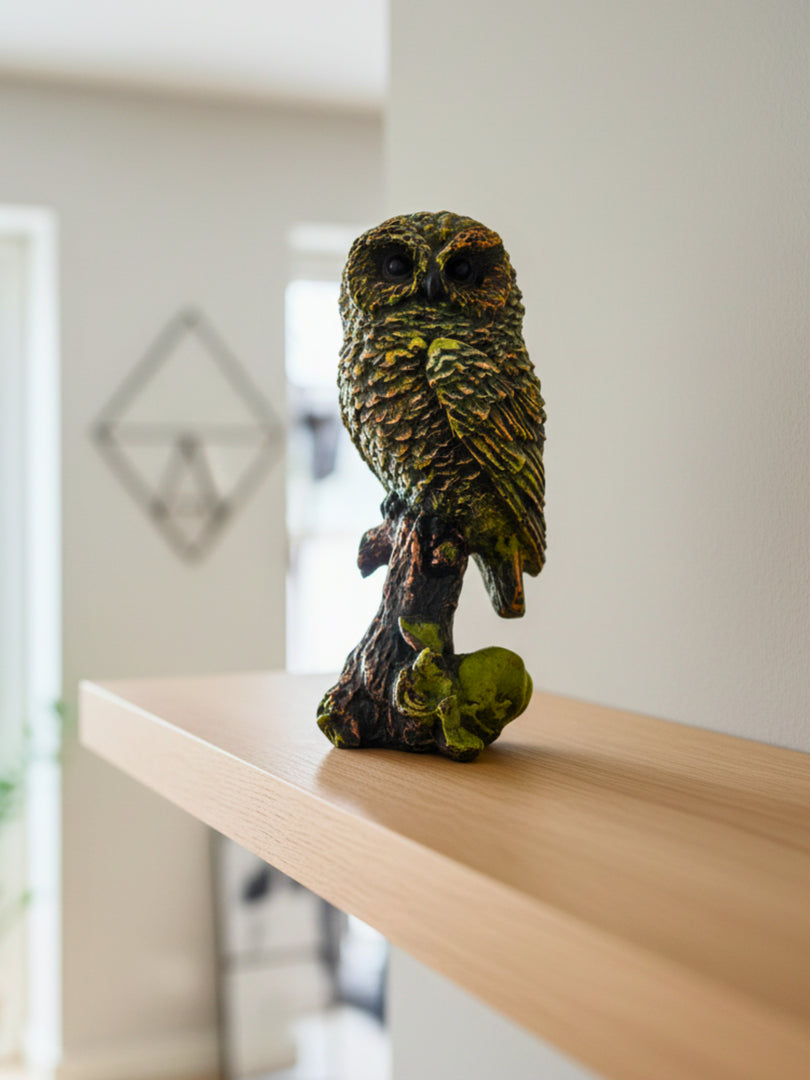 Rustic Moss Owl -  Ethnic Handcrafted Bird Showpiece