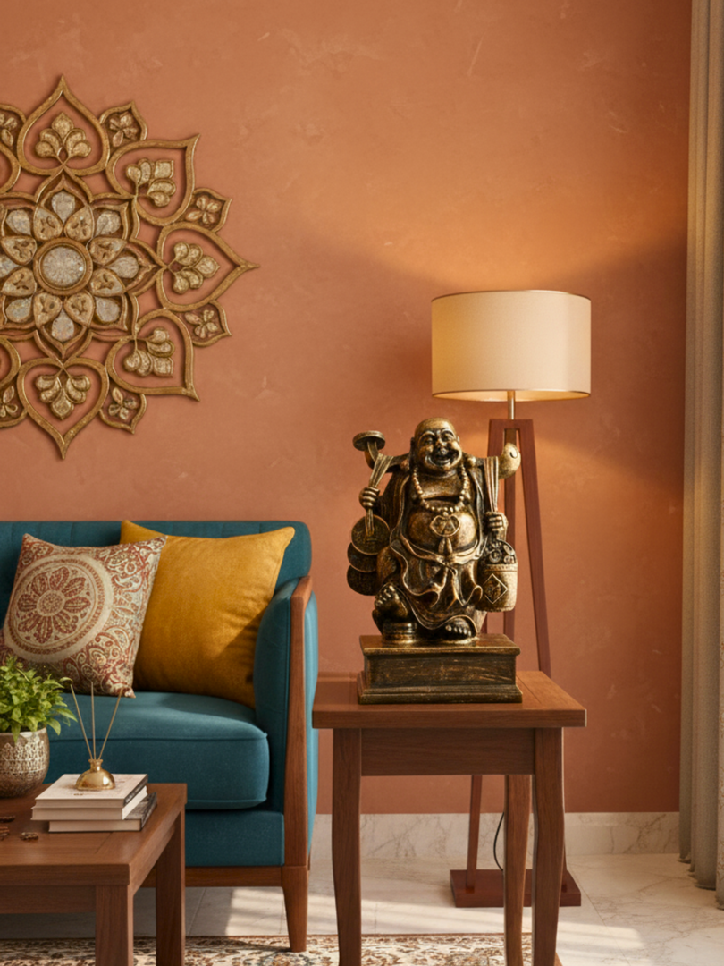 Standing Laughing Buddha - Premium Golden Idol