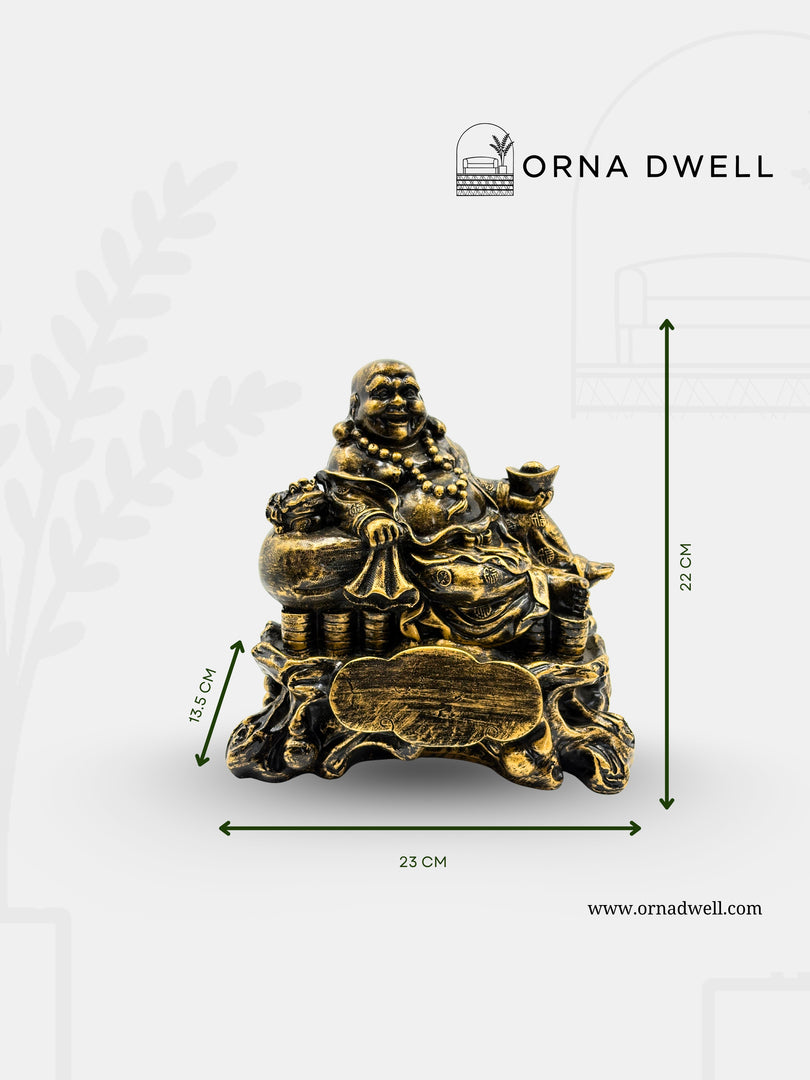 Sitting Laughing Buddha - Premium Golden Idol