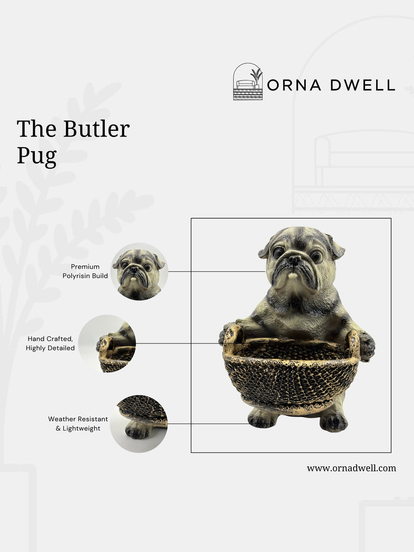 The Butler Pug - Modern & Artistic Handicraft Showpiece