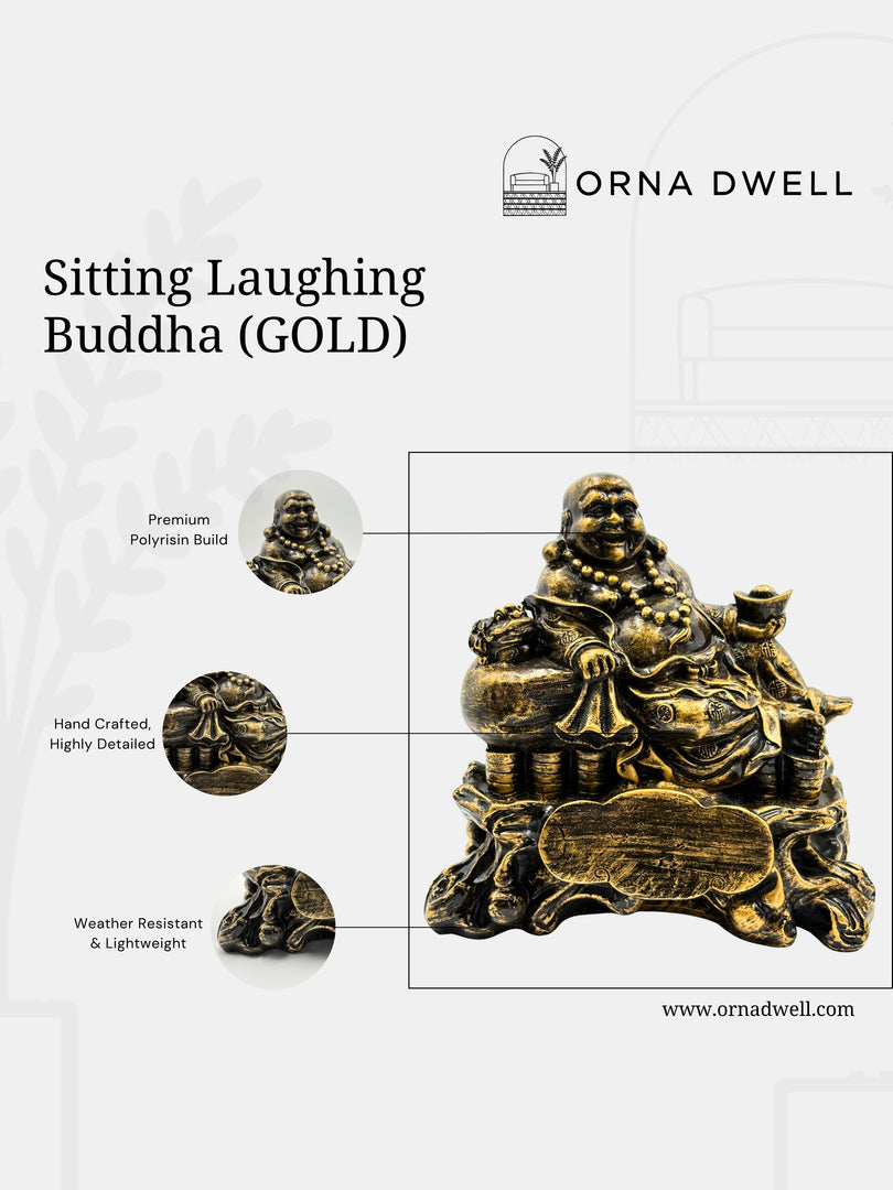 Sitting Laughing Buddha - Premium Golden Idol