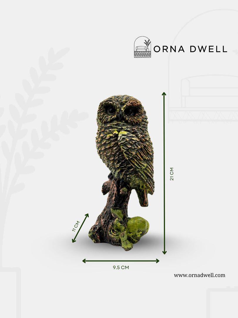 Rustic Moss Owl -  Ethnic Handcrafted Bird Showpiece